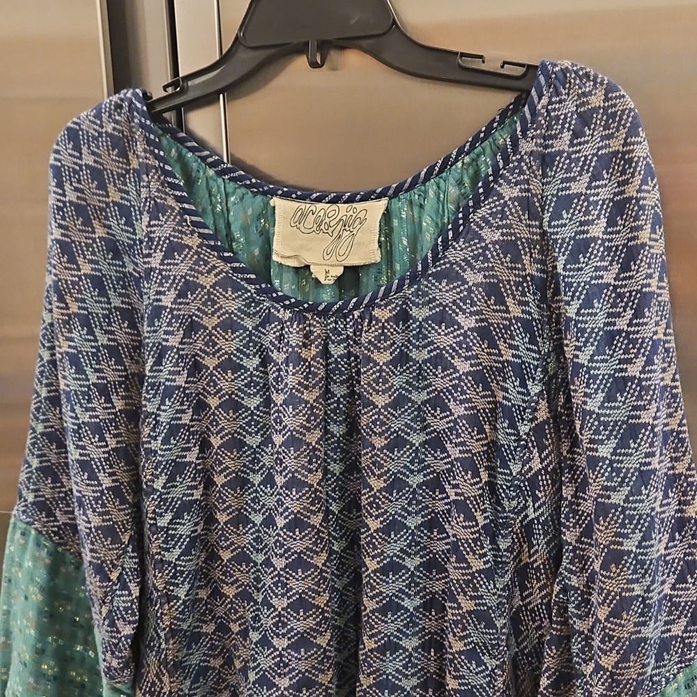 💕ACE & JIG💕 Heather Top Reversible ~ Kenti/Kasuri Print Medium - Picture 7 of 13